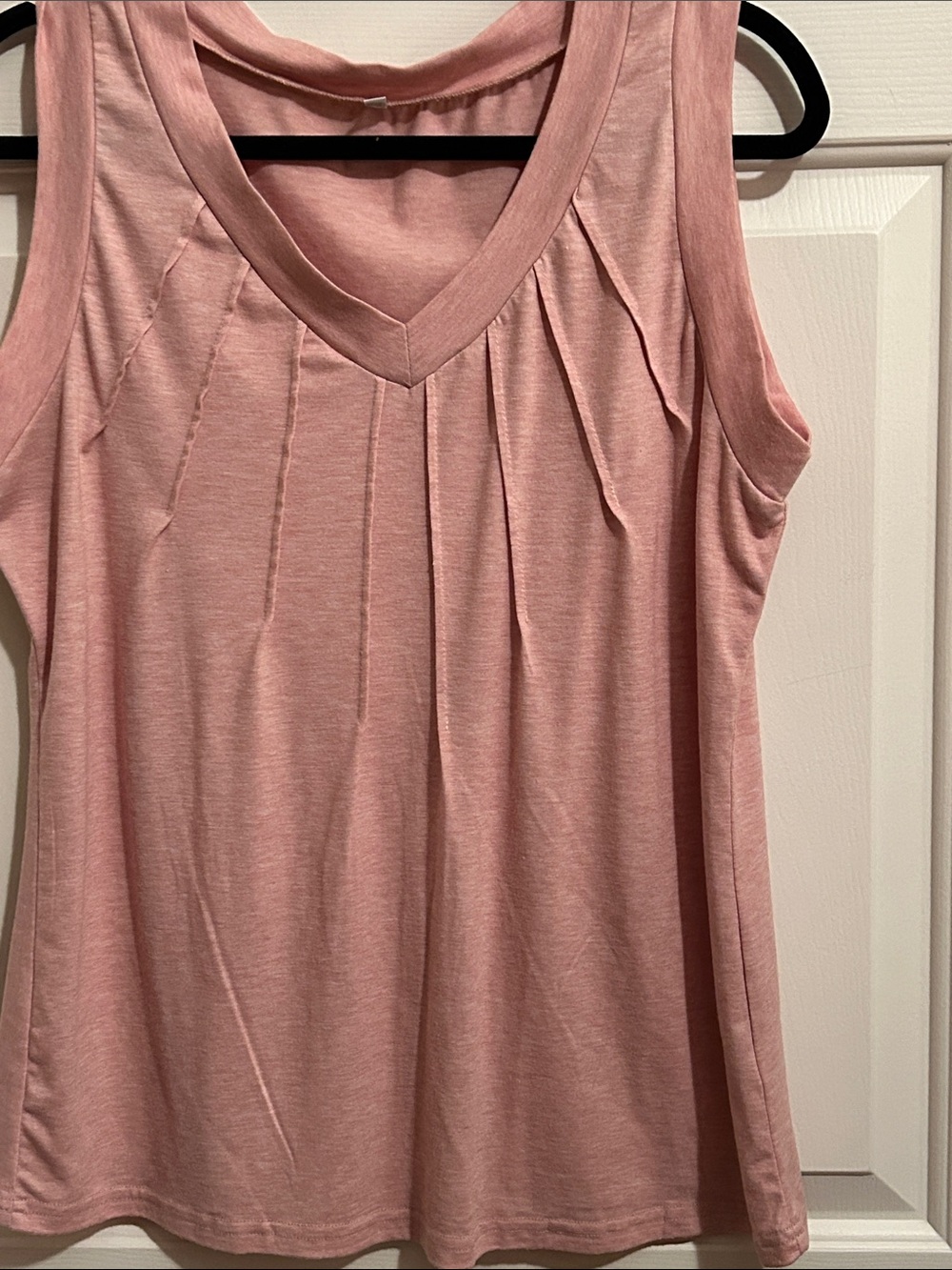 Sleeveless V-Neck Pleated Tank Top - Dusty Pink